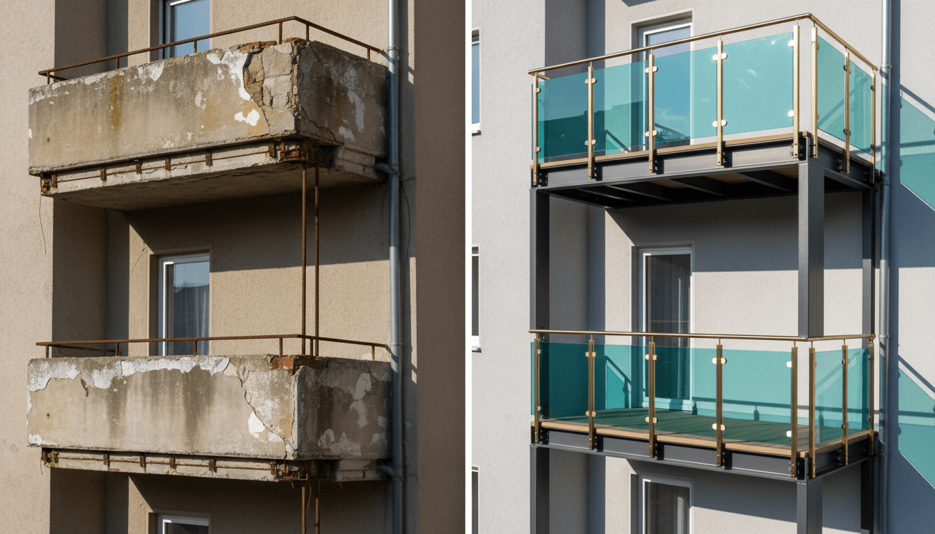 Balkonsanierung Vorher/Nachher