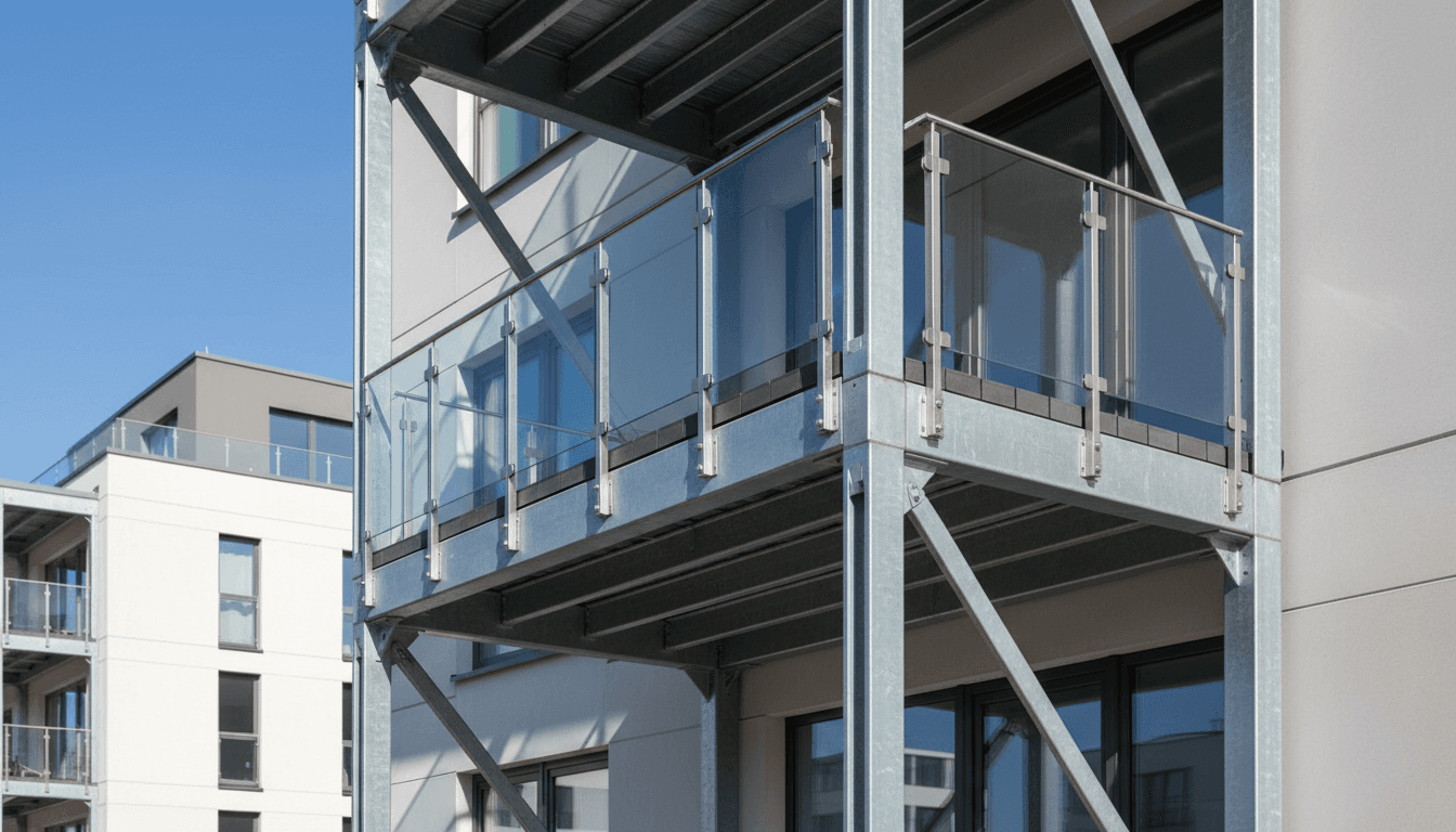 Stahlbalkon an Mehrfamilienhaus