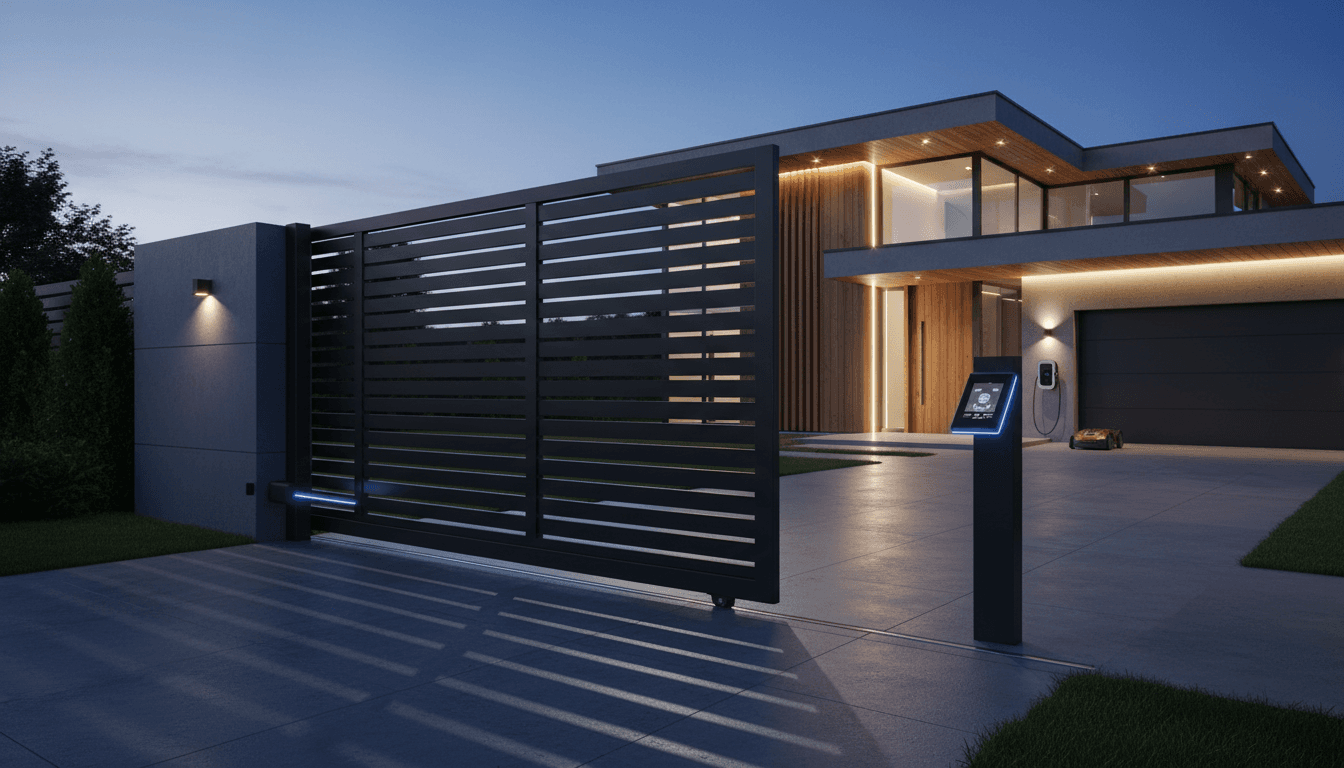 Elektrisches Schiebetor an Einfahrt