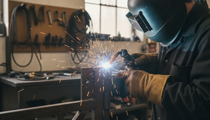 Schweißreparatur an Metalltor